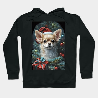 Chihuahua Dog Santa Holiday Christmas Card, Stickers, Magnets Hoodie